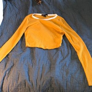 Yellow long sleeve crop top